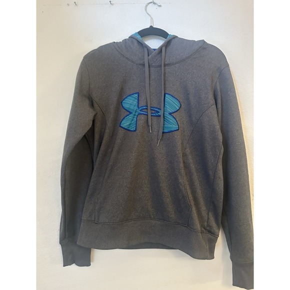 Under Armour Storm Hoodie Womens M‎ Semi Fitted Blue Logo Long - Picture 1 of 4
